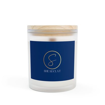 "Shea Eclat Gold Logo"  Frosted Glass Candle, 11oz