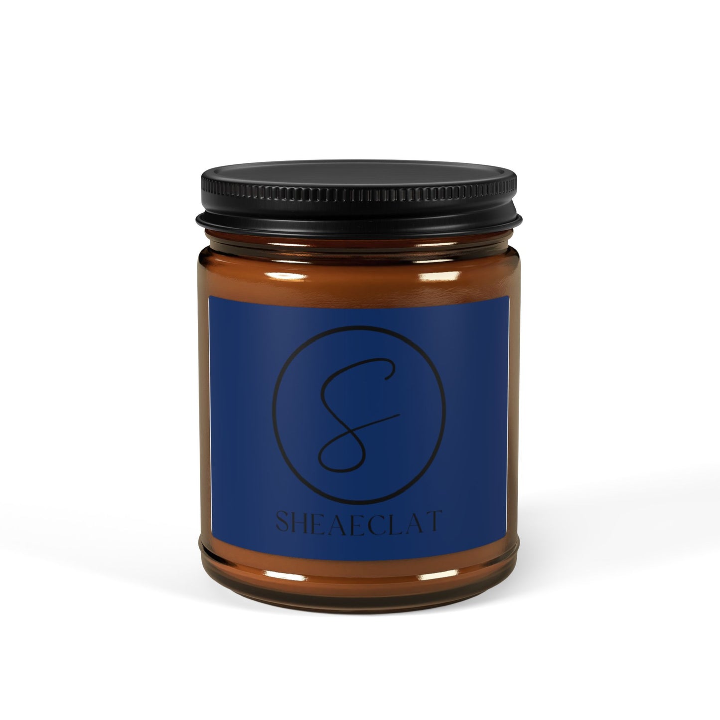 "Shea Eclat Black Logo" Scented Soy Candle (Multi-Size, Amber Jar)