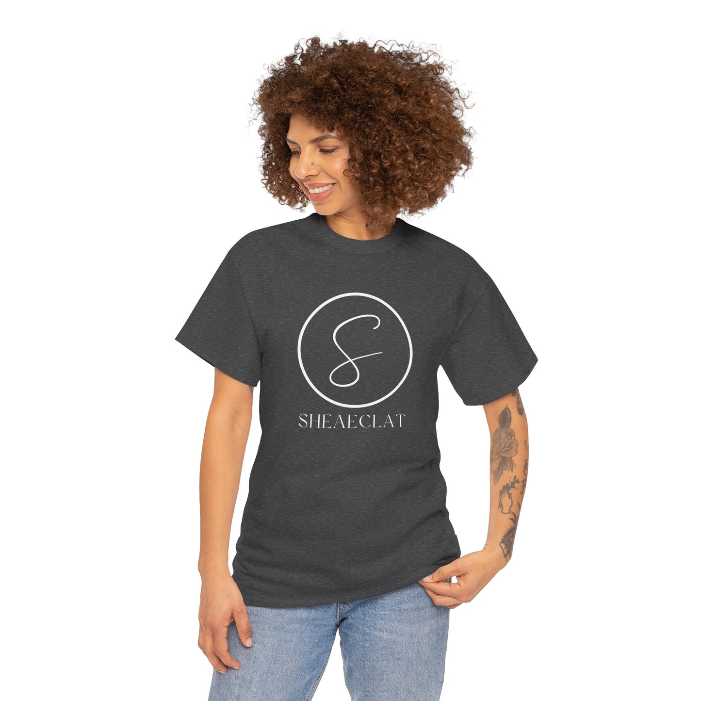 "Shea Eclat White Logo" Unisex Heavy Cotton Tee
