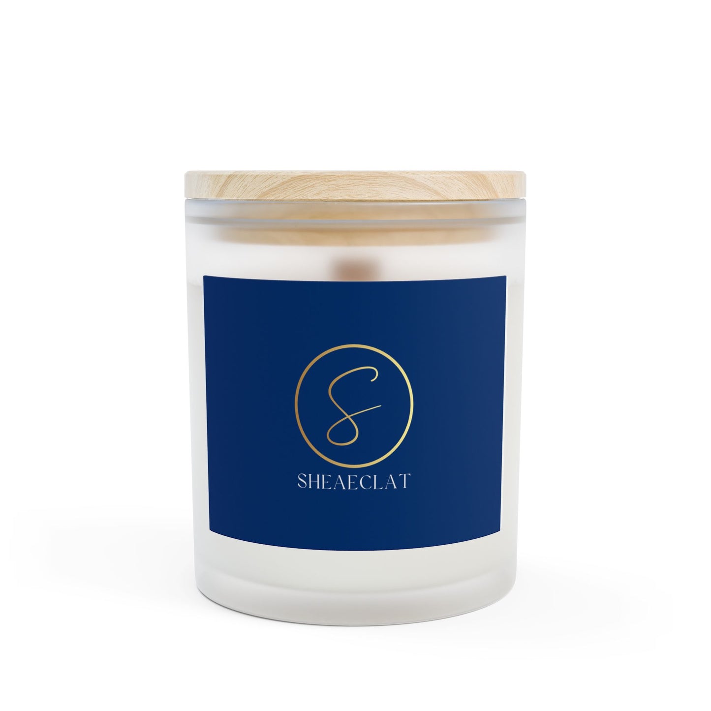 "Shea Eclat Gold Logo"  Frosted Glass Candle, 11oz