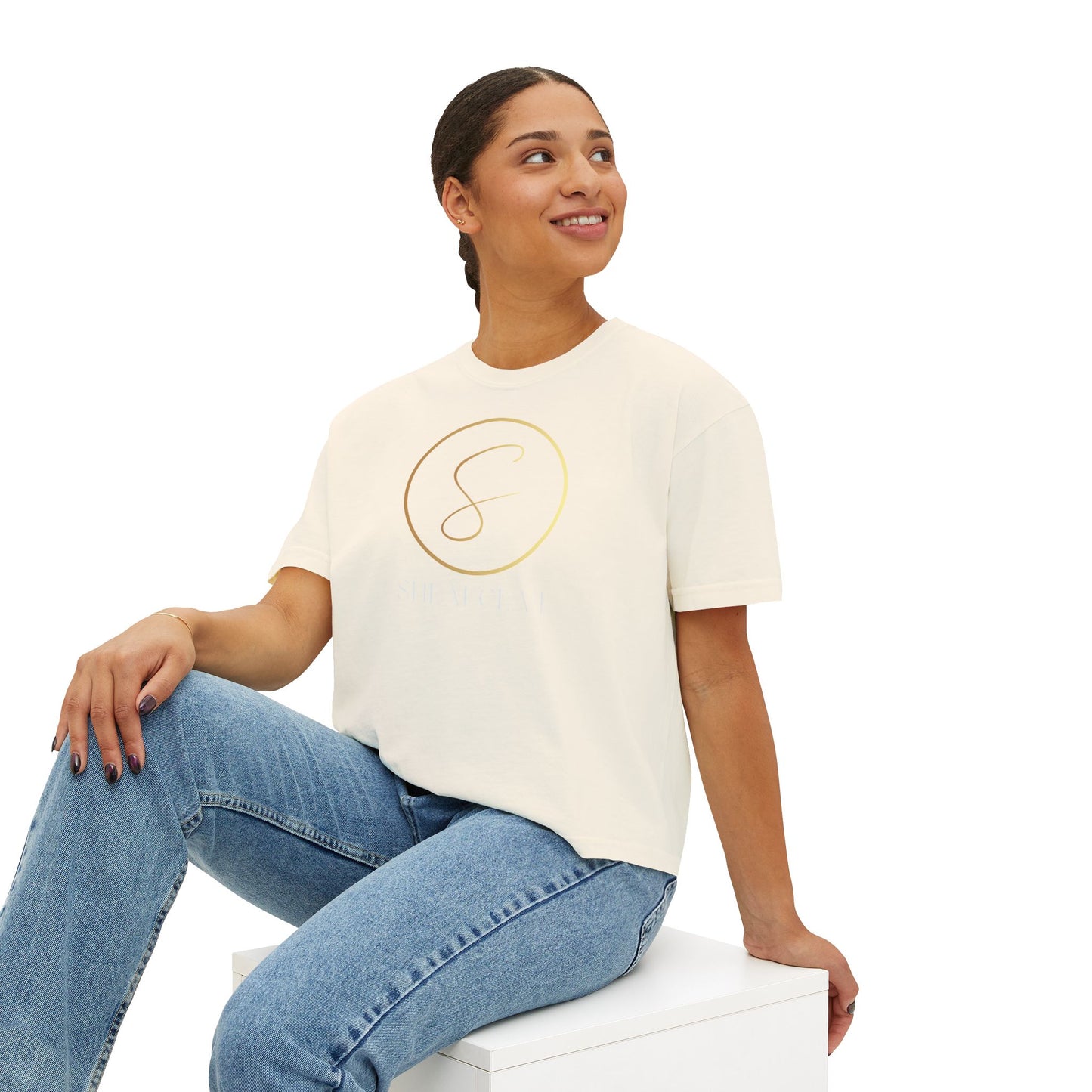 "Shea Eclat Gold Logo" Women's Boxy Tee