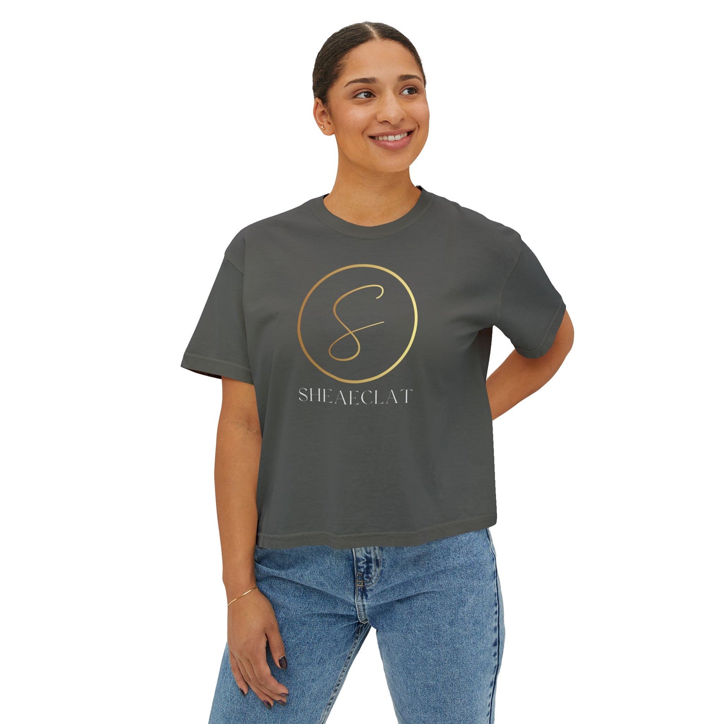 "Shea Eclat Gold Logo" Women's Boxy Tee