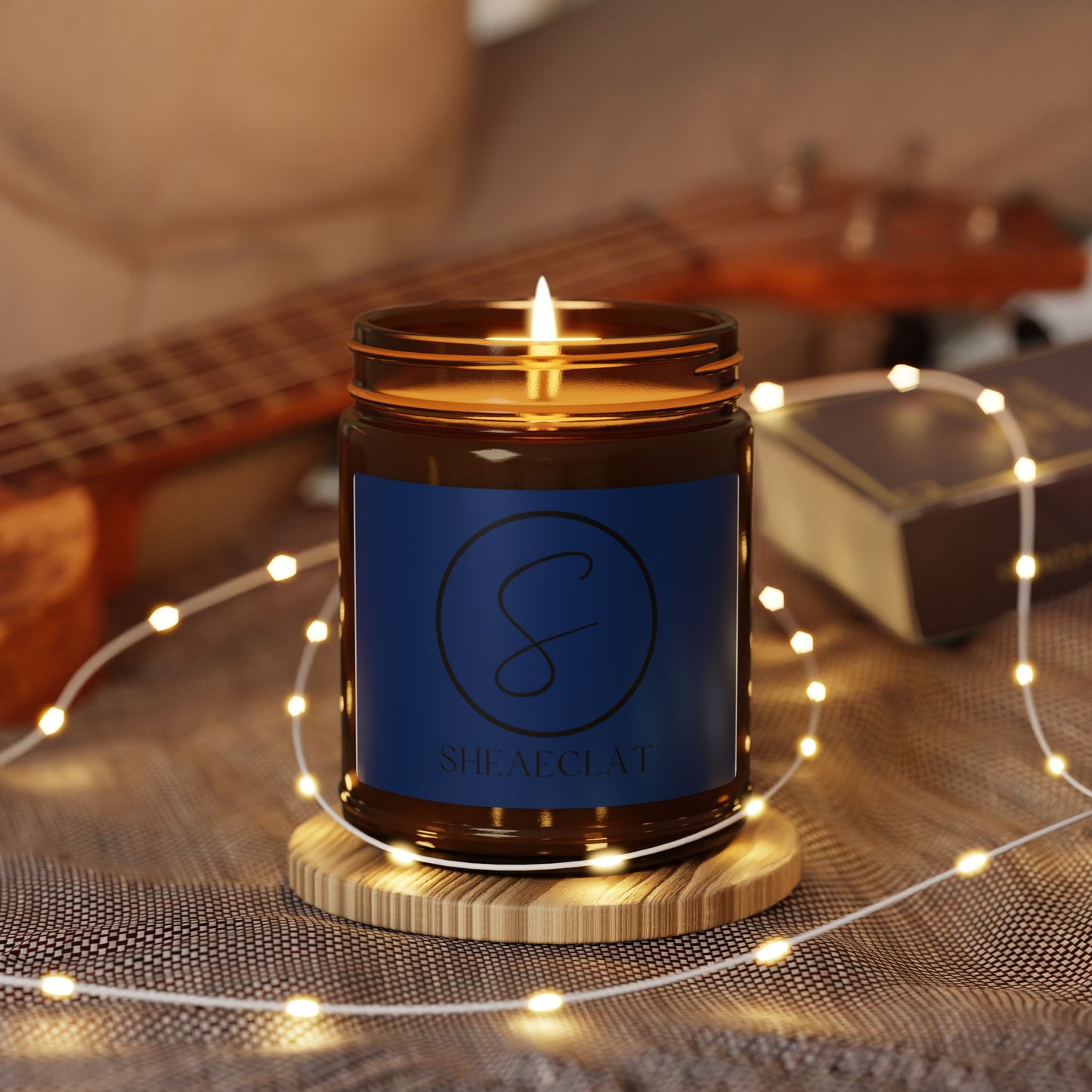 "Shea Eclat Black Logo" Scented Soy Candle (Multi-Size, Amber Jar)