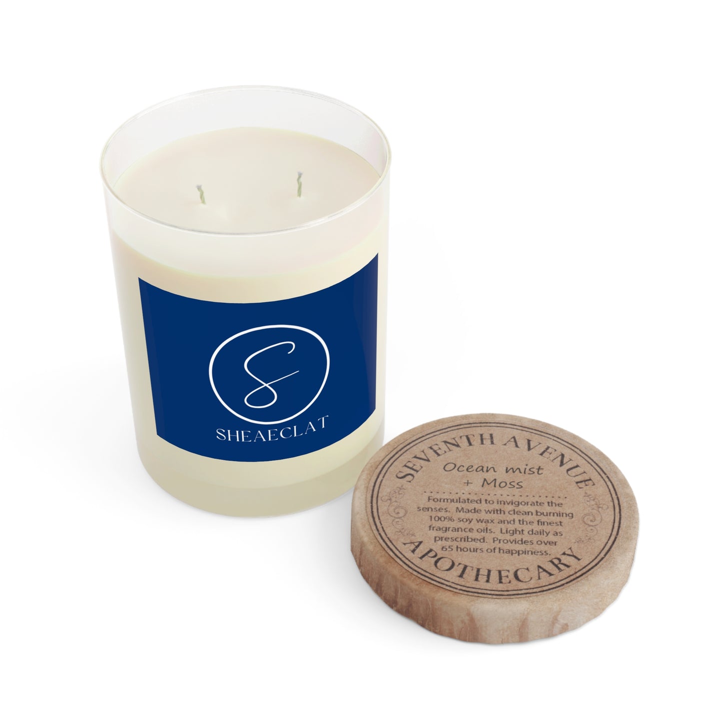 "Shea Eclat White Logo" Scented Candle - Full Glass, 11oz