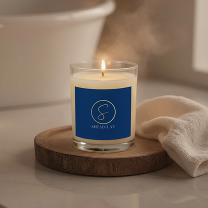 "Shea Eclat Gold Logo"  Glass Candle, 11oz