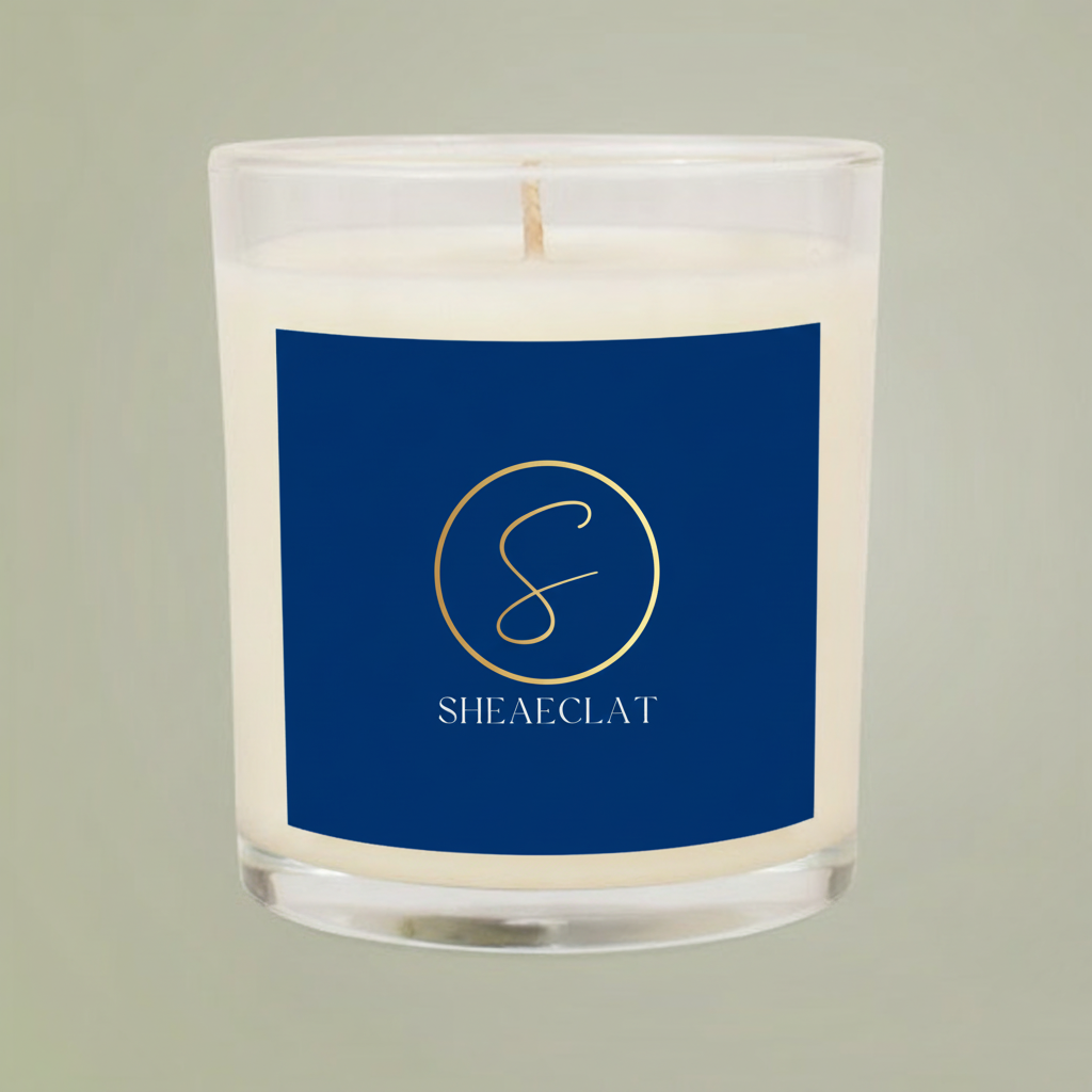 "Shea Eclat Gold Logo"  Glass Candle, 11oz