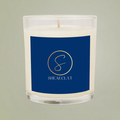 "Shea Eclat Gold Logo"  Glass Candle, 11oz